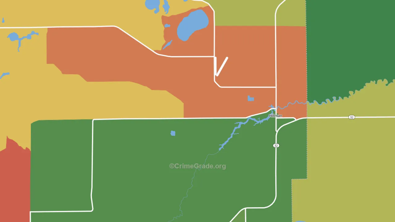 Hillman, MI Map of Theft Rates