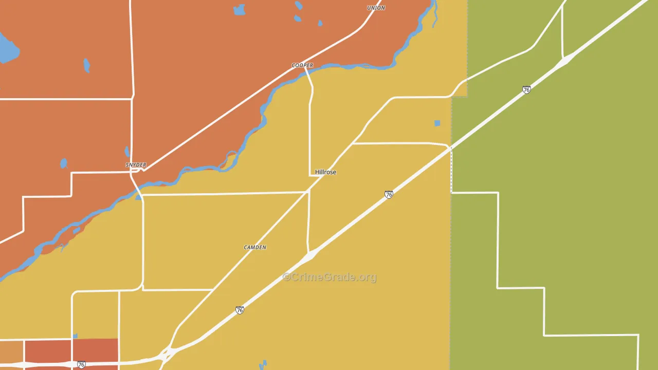Hillrose, CO Map of Theft Rates