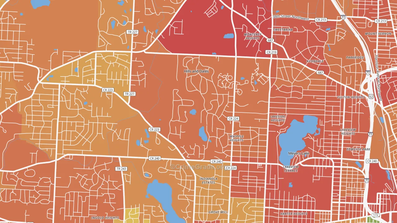 Hills and Dales, OH Map of Theft Rates