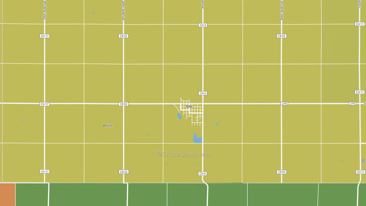 Hills, MN Map of Theft Rates