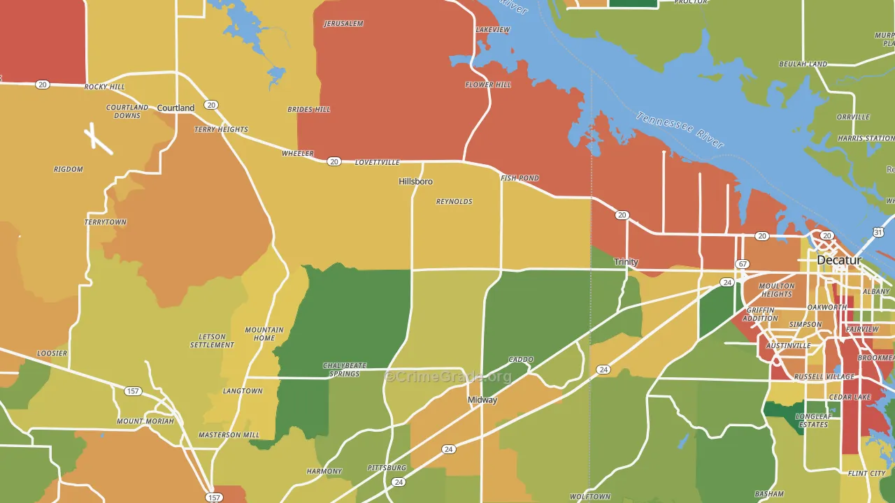 Hillsboro, AL Map of Theft Rates