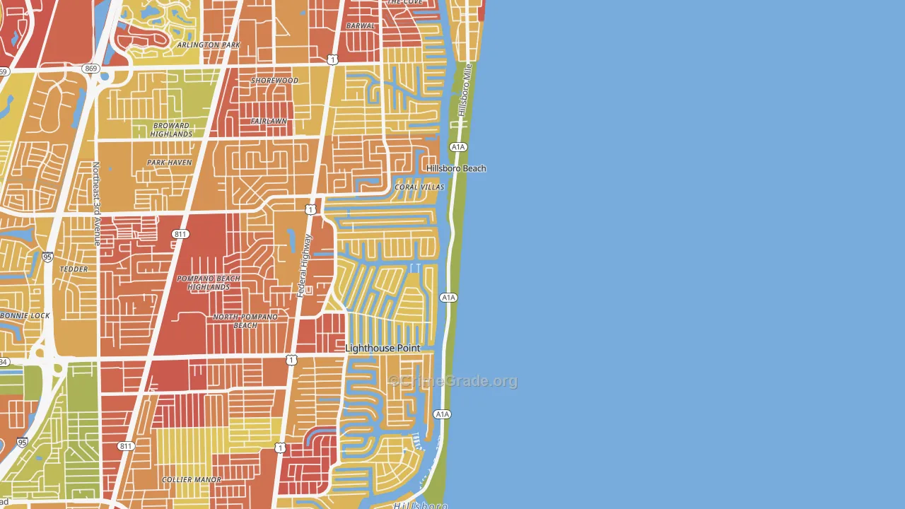 Hillsboro Beach, FL Map of Theft Rates