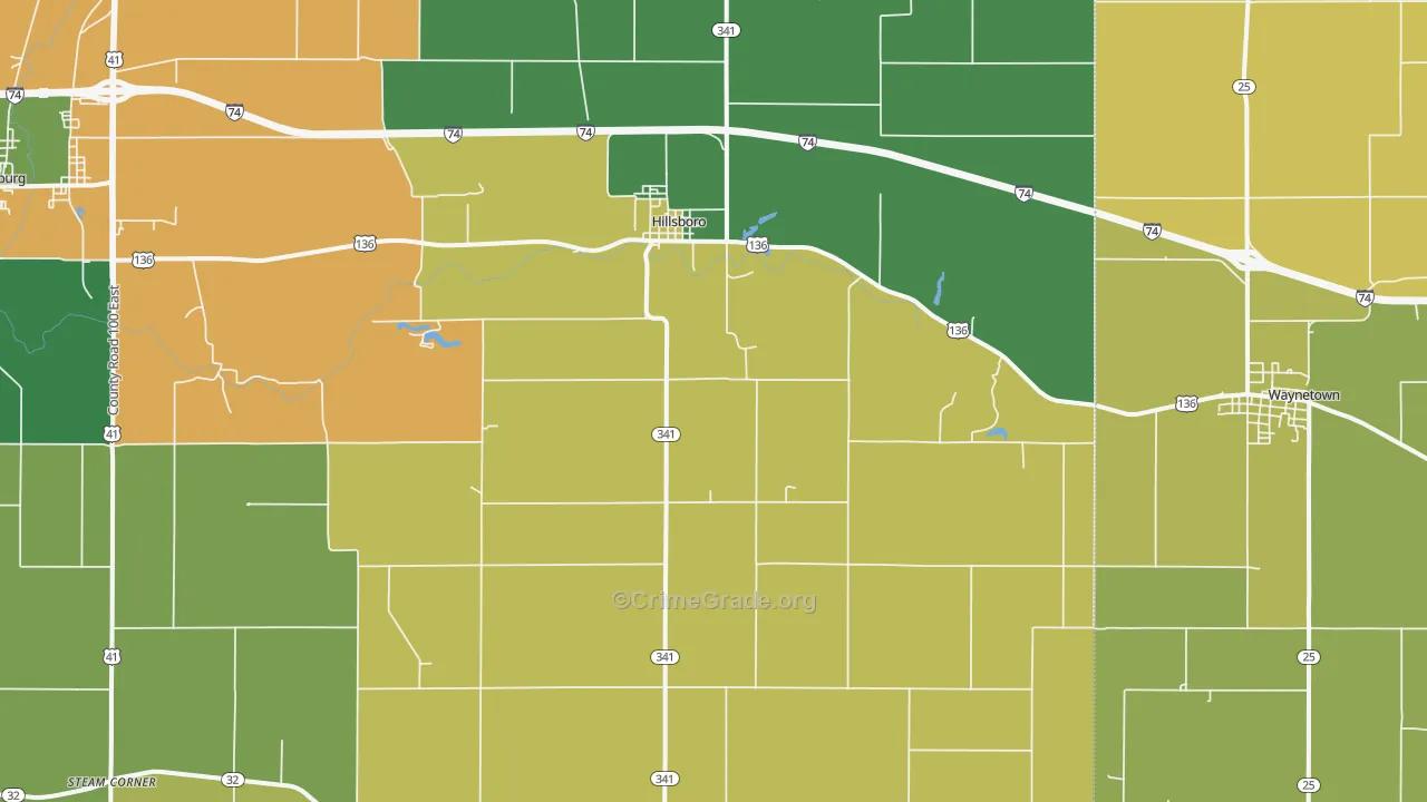Hillsboro, IN Map of Theft Rates
