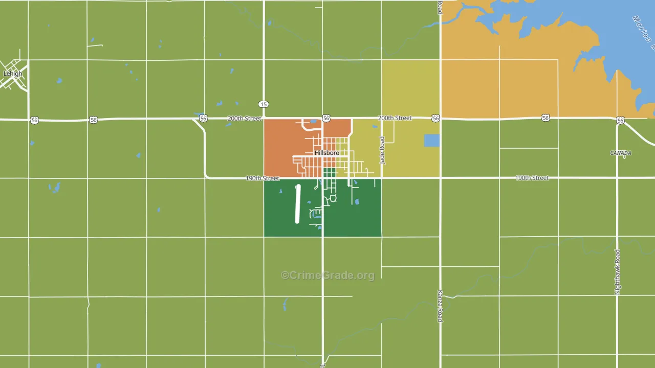 Hillsboro, KS Map of Theft Rates