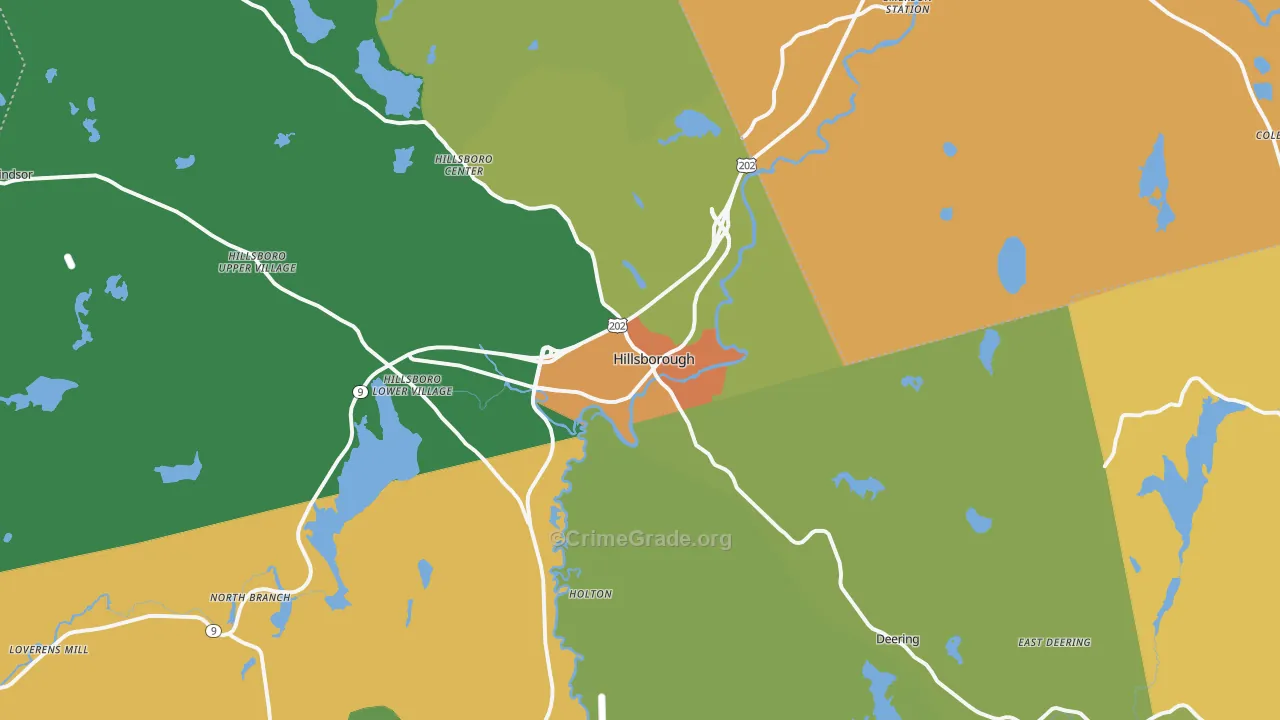 Hillsboro, NH Map of Theft Rates