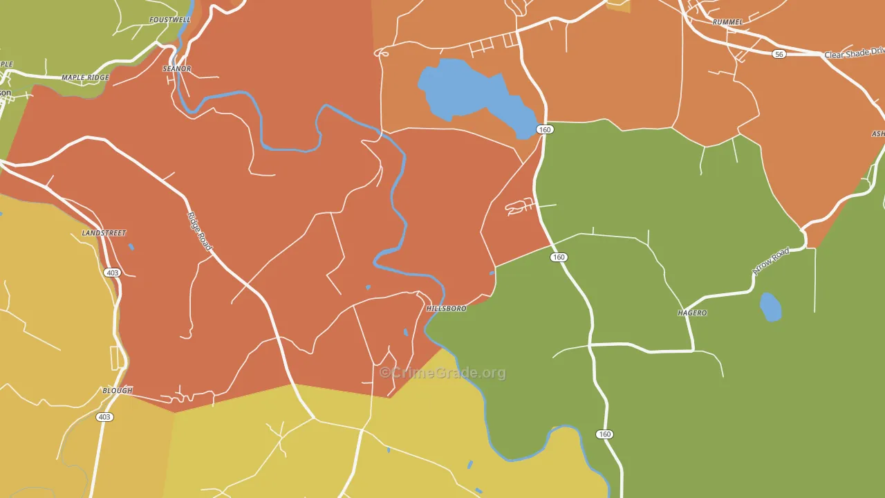 Hillsboro, PA Map of Theft Rates