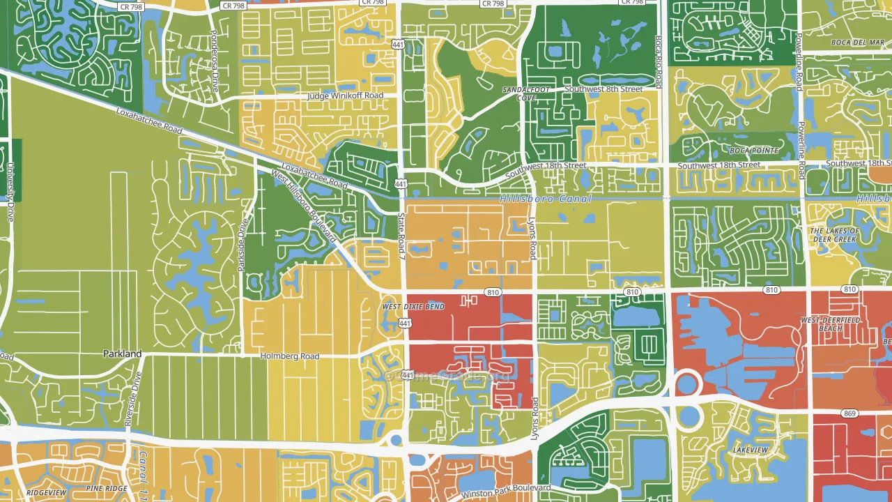 Hillsboro Pines, FL Map of Theft Rates