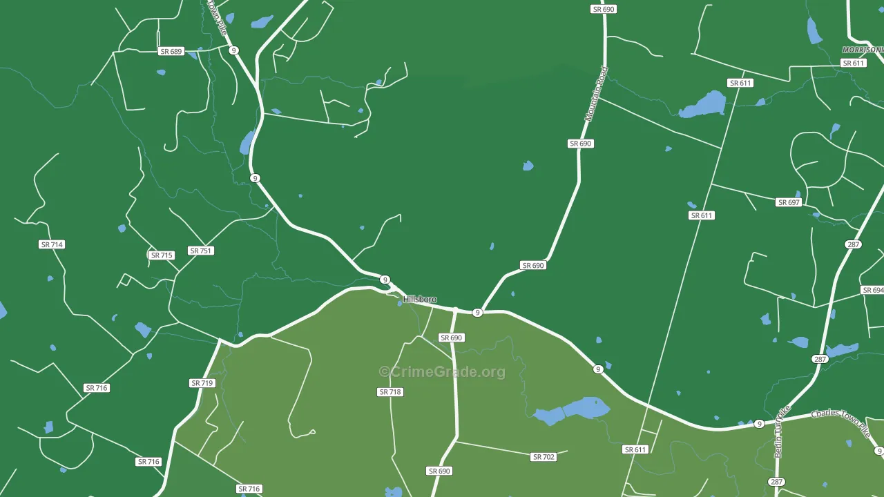 Hillsboro, VA Map of Theft Rates
