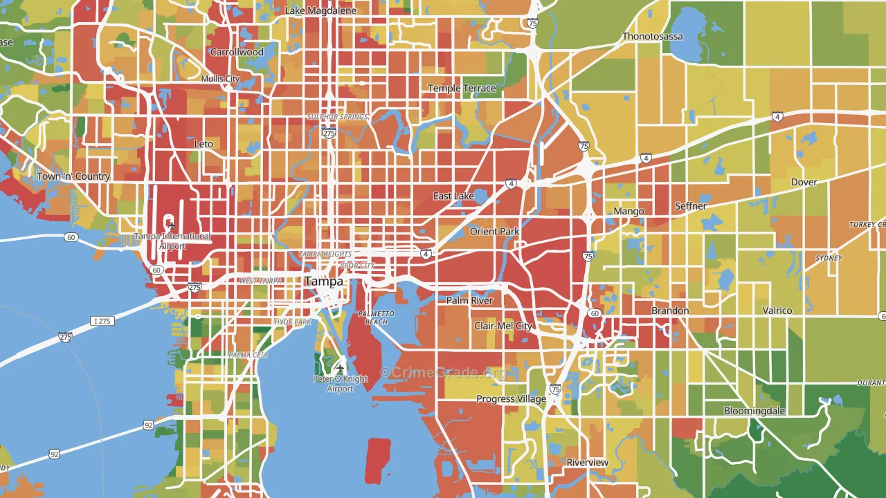 Hillsborough County, FL Map of Theft Rates