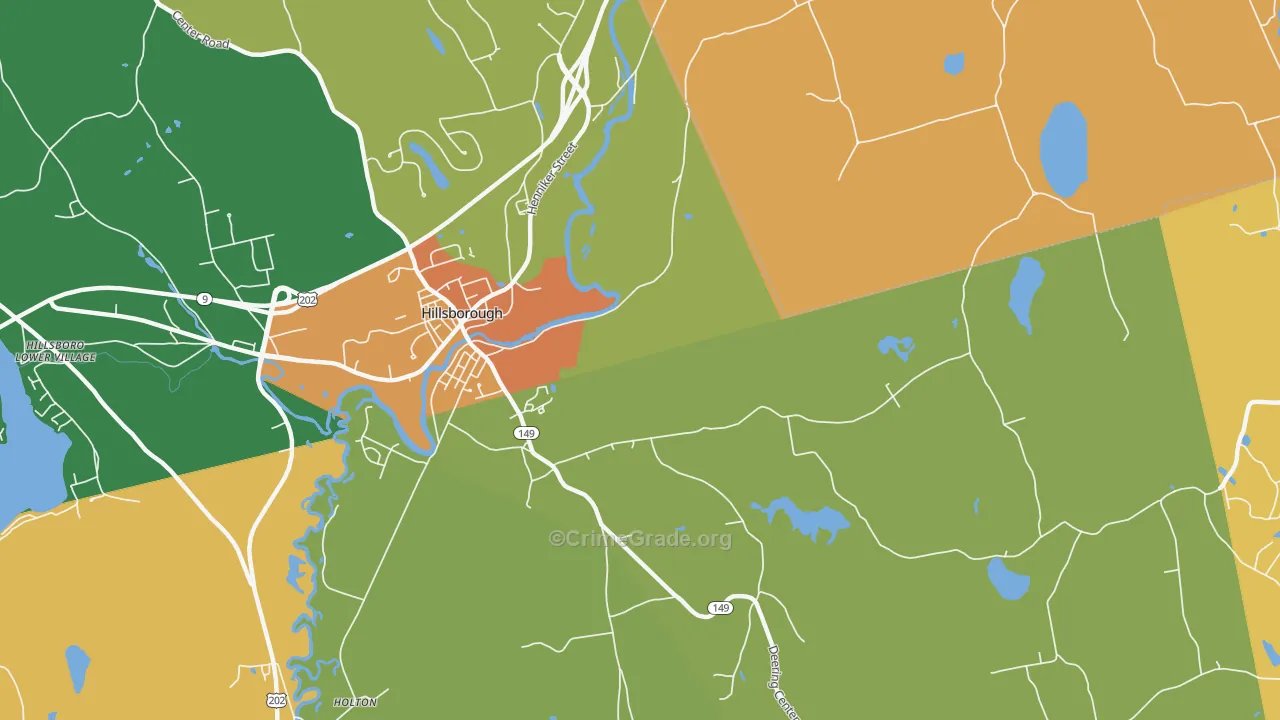 Hillsborough, NH Map of Theft Rates