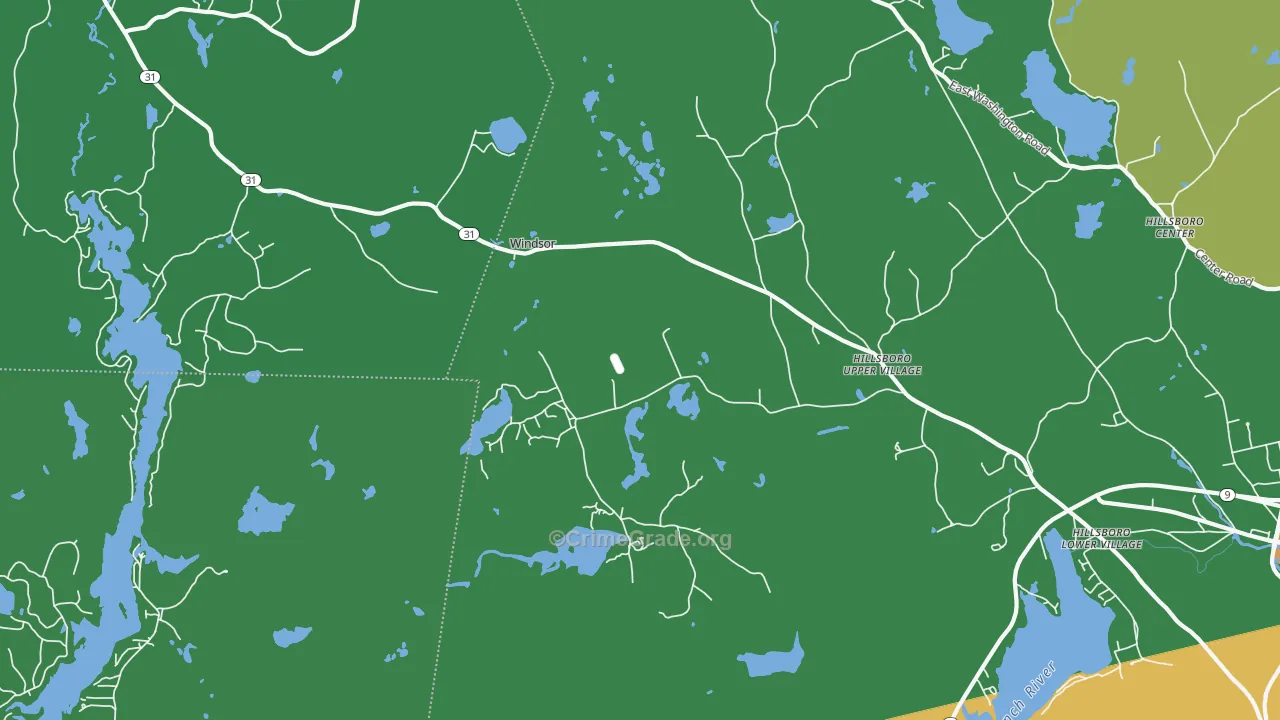 Hillsborough Upper Village, NH Map of Theft Rates