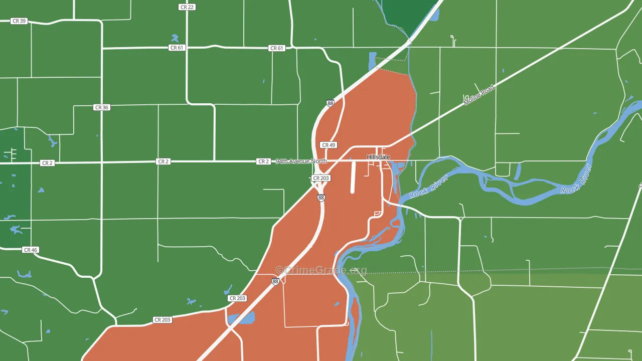 Hillsdale, IL Map of Theft Rates