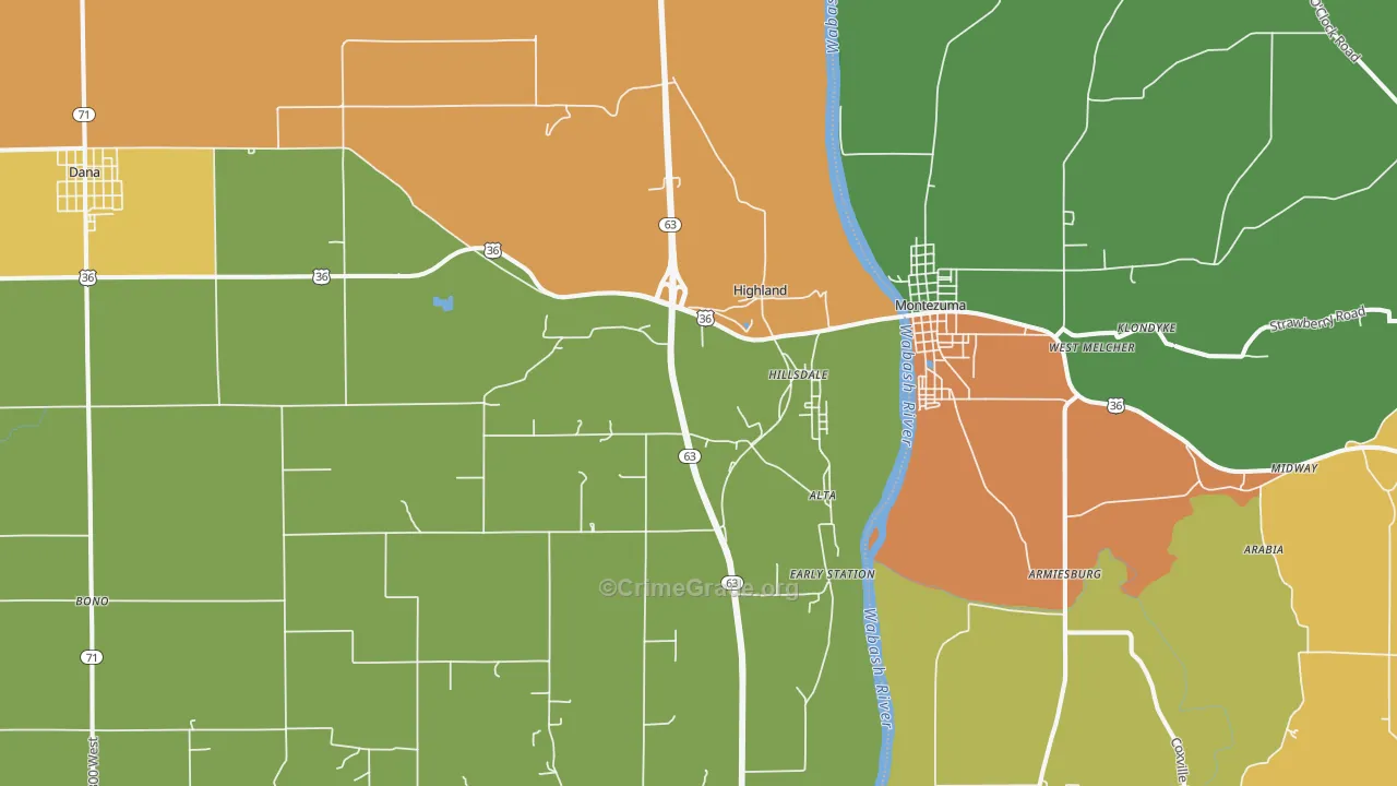 Hillsdale, IN Map of Theft Rates