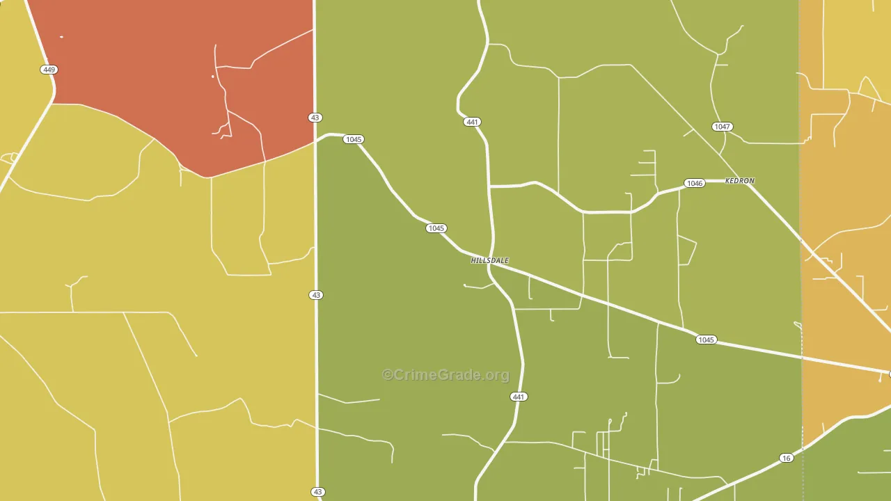 Hillsdale, LA Map of Theft Rates