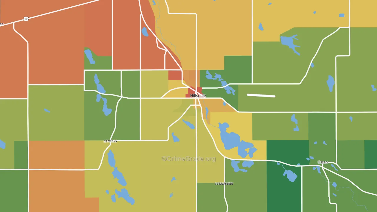 Hillsdale, MI Map of Theft Rates