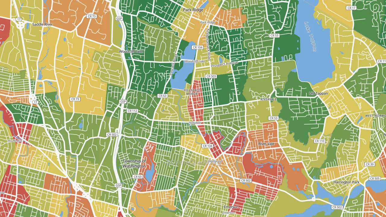 Hillsdale, NJ Map of Theft Rates