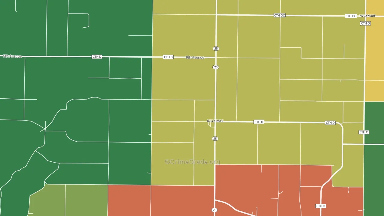 Hillsdale, WI Map of Theft Rates