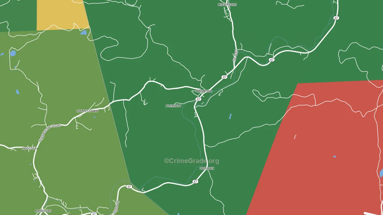 Hillsgrove, PA Map of Theft Rates