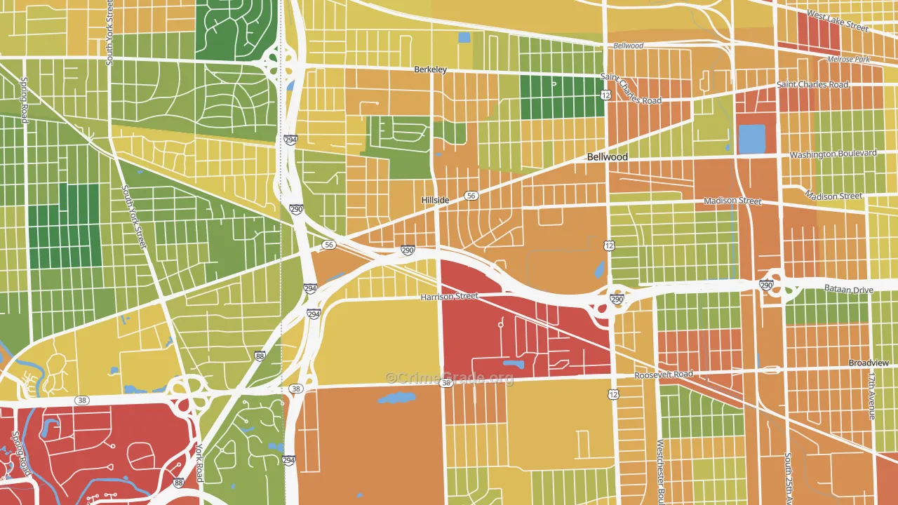 Hillside, IL Map of Theft Rates