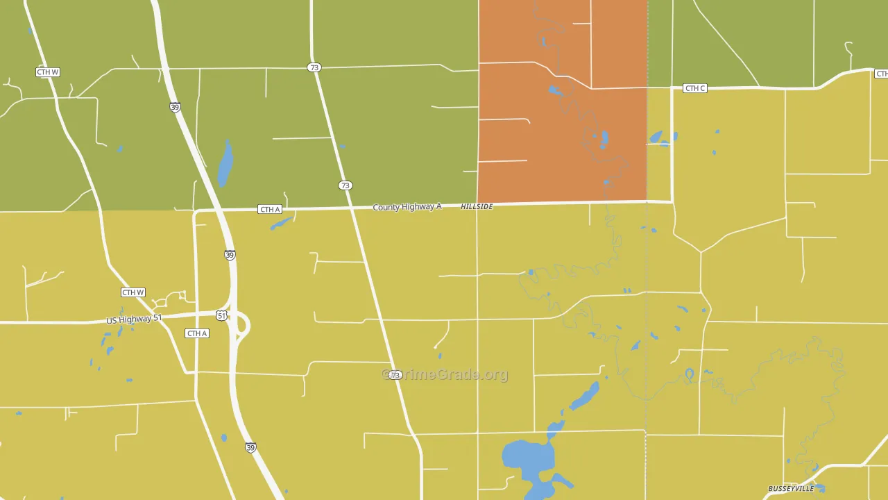 Hillside, WI Map of Theft Rates