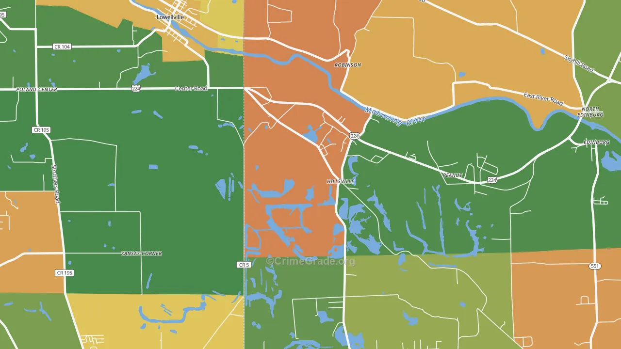 Hillsville, PA Map of Theft Rates