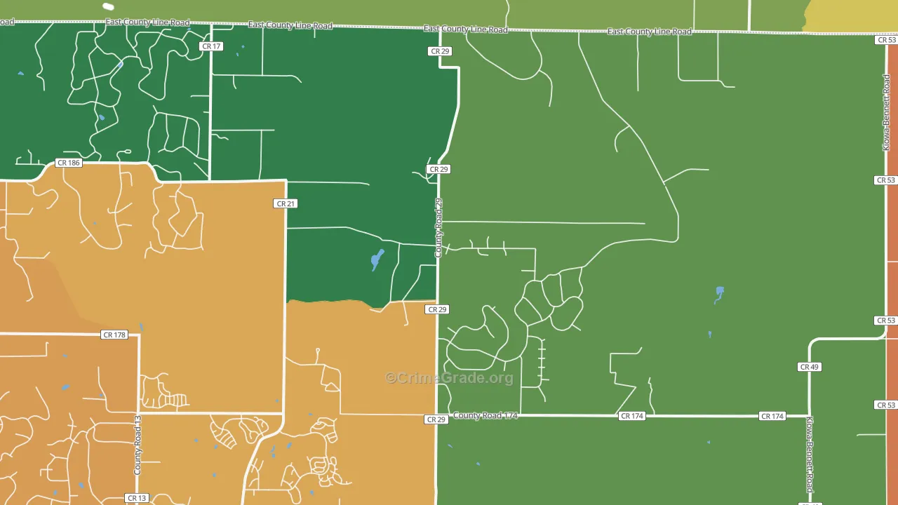 Hilltop, CO Map of Theft Rates