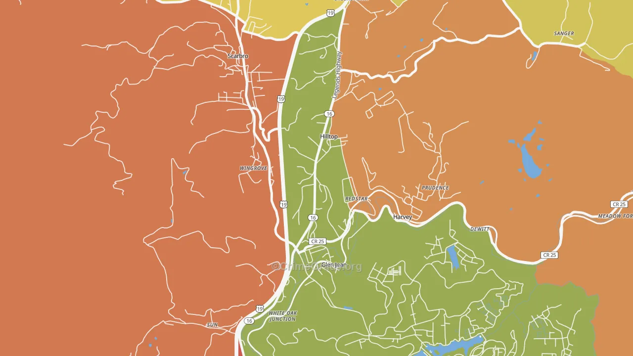 Hilltop, WV Map of Theft Rates