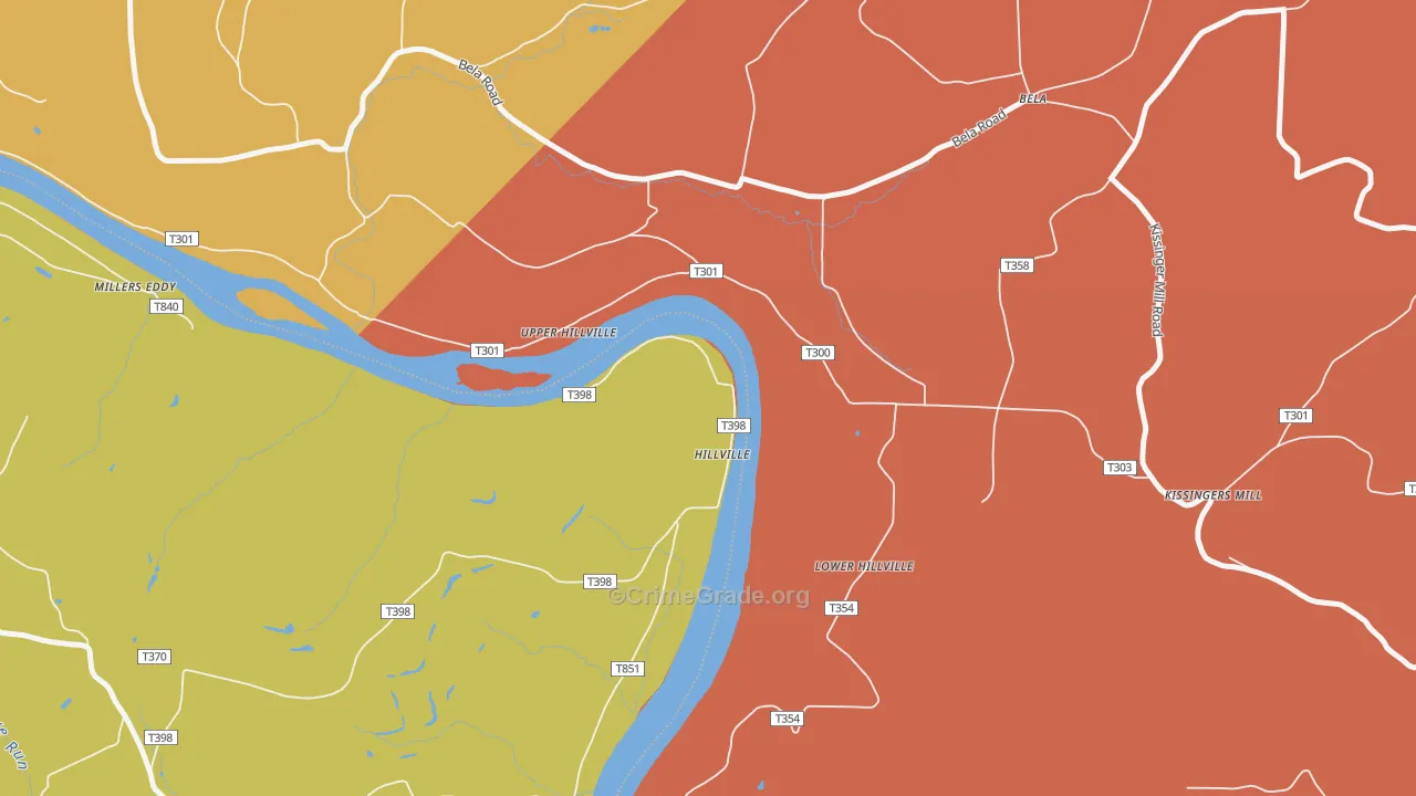Hillville, PA Map of Theft Rates