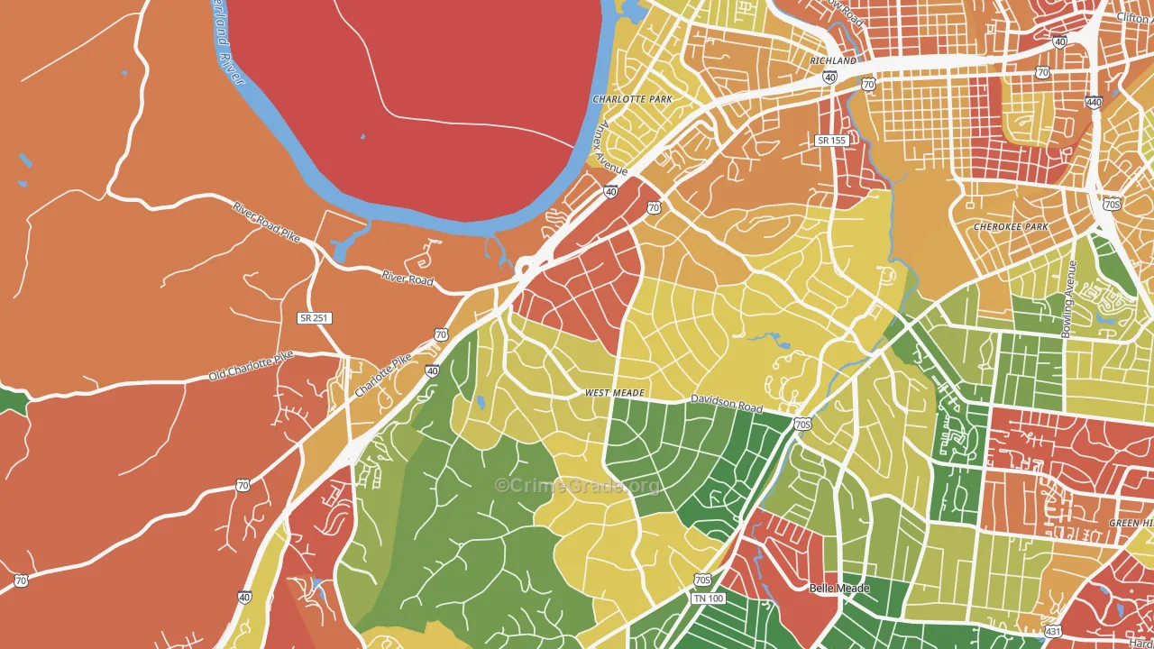 Hillwood Estates, Nashville, TN Map of Theft Rates