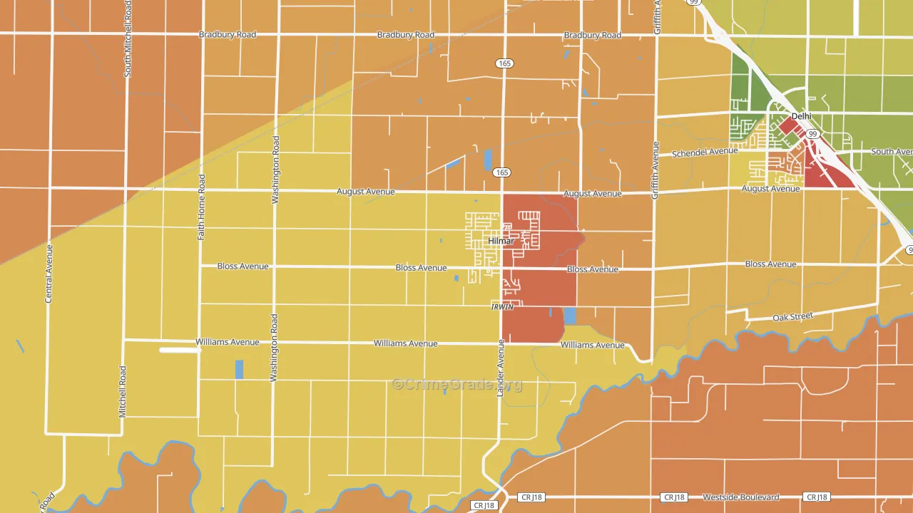 Hilmar, CA Map of Theft Rates