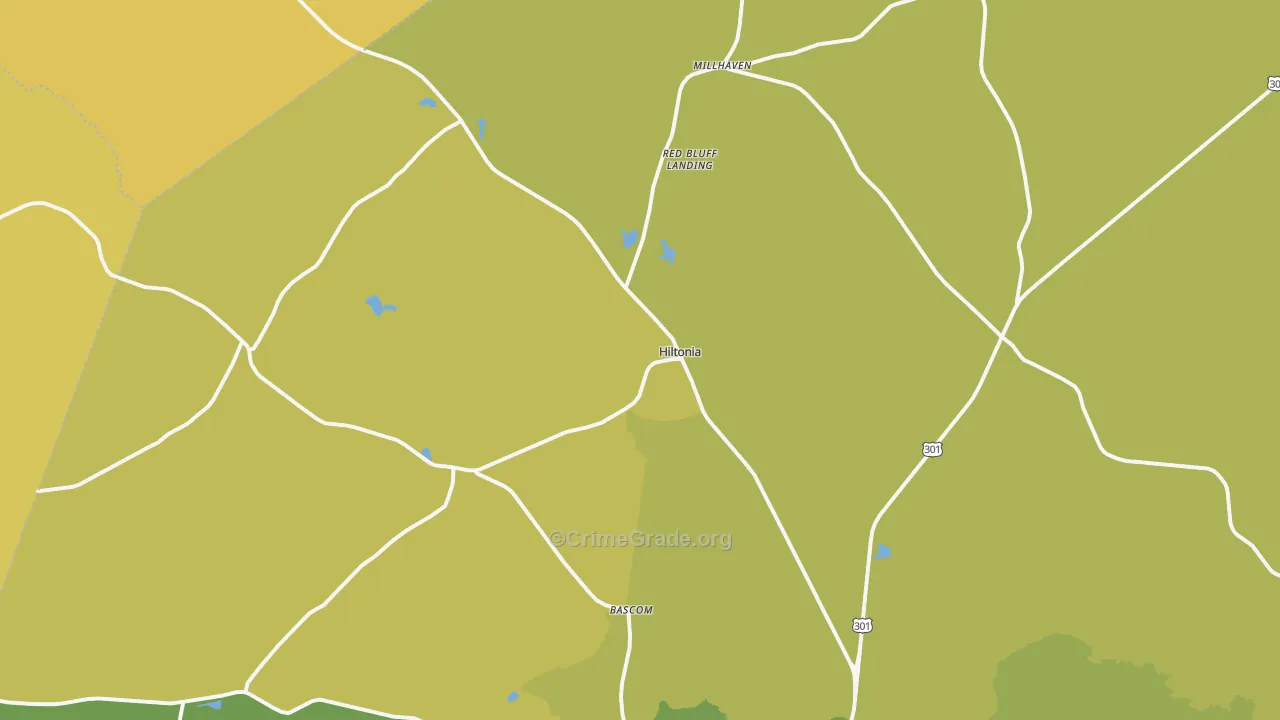 Hiltonia, GA Map of Theft Rates