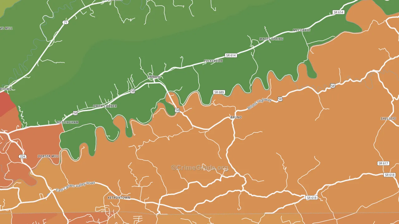 Hiltons, VA Map of Theft Rates