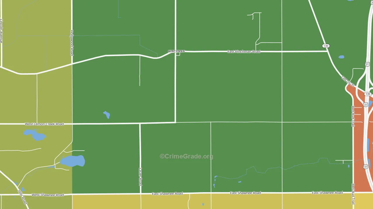Hinchman, MI Map of Theft Rates