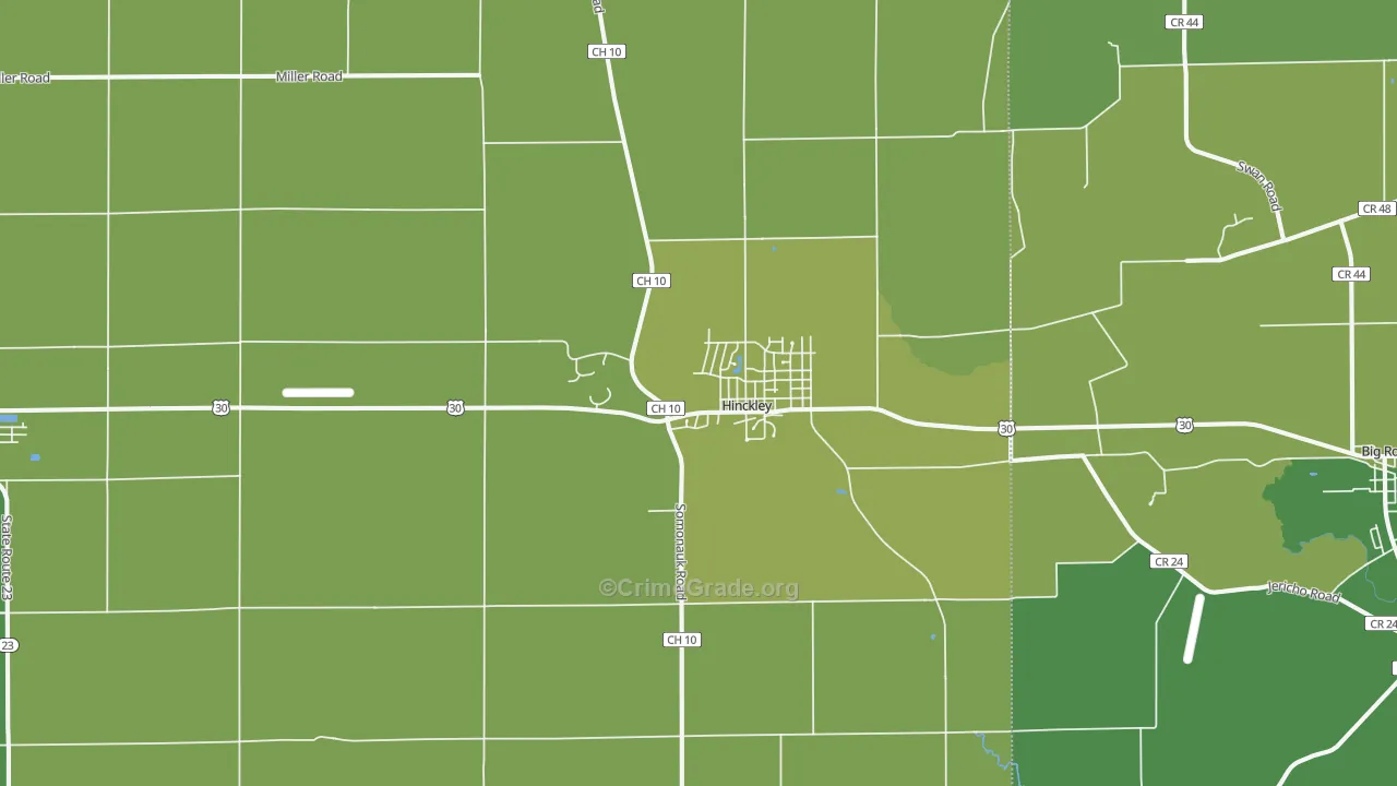 Hinckley, IL Map of Theft Rates