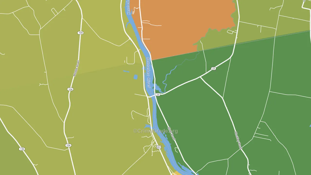 Hinckley, ME Map of Theft Rates