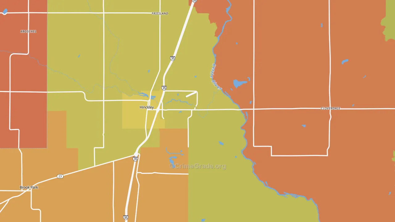 Hinckley, MN Map of Theft Rates