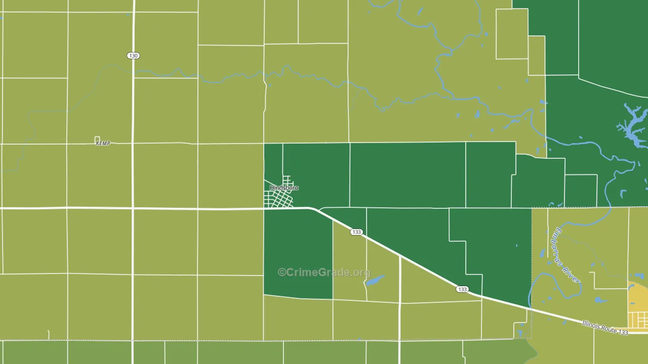 Hindsboro, IL Map of Theft Rates