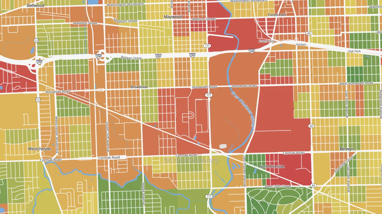 Hines, IL Map of Theft Rates