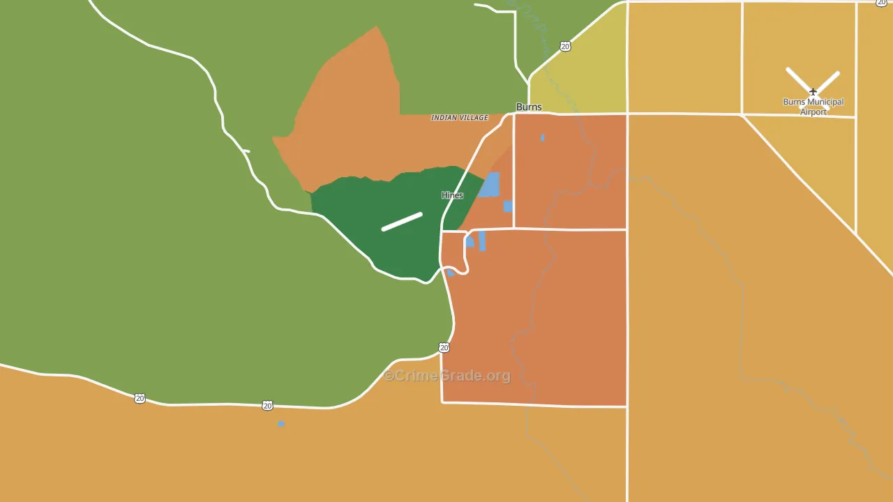 Hines, OR Map of Theft Rates