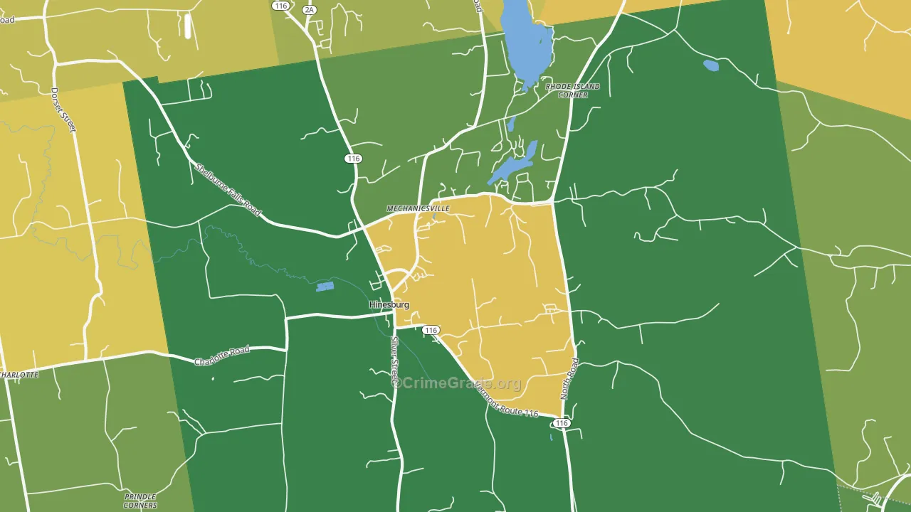 Hinesburg, VT Map of Theft Rates