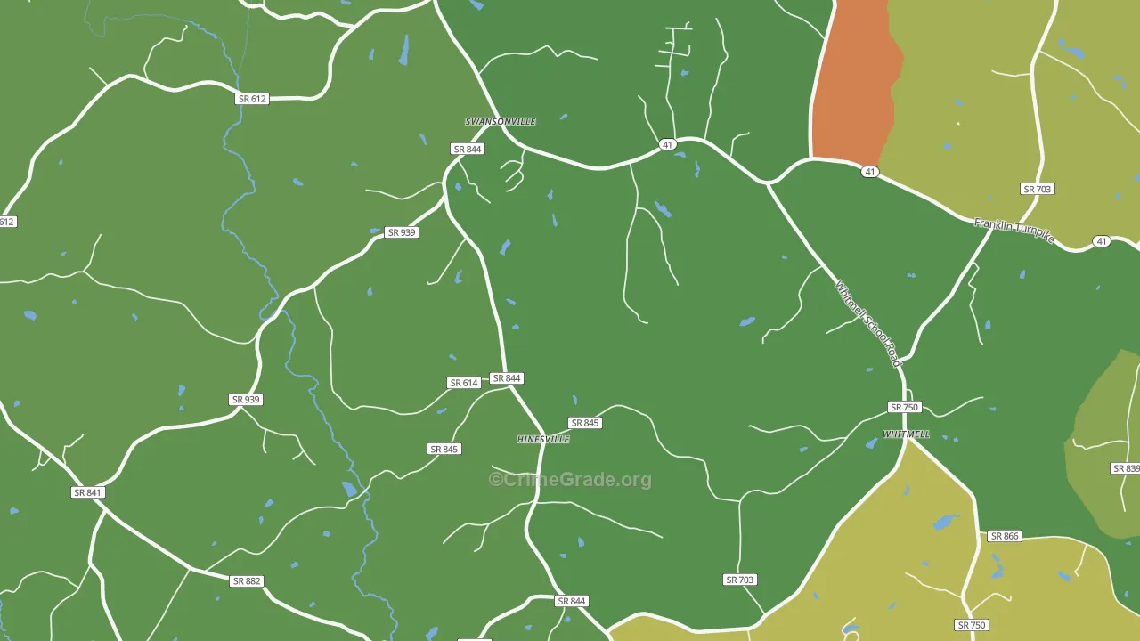 Hinesville, VA Map of Theft Rates