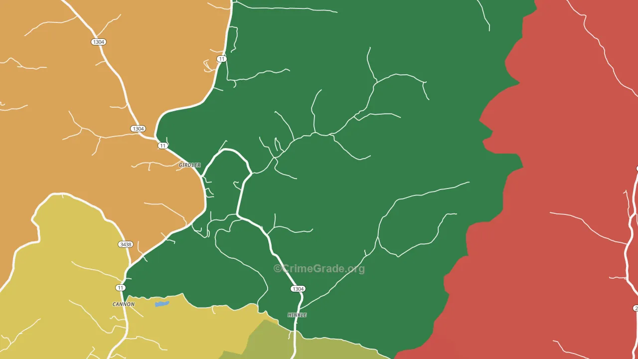 Hinkle, KY Map of Theft Rates