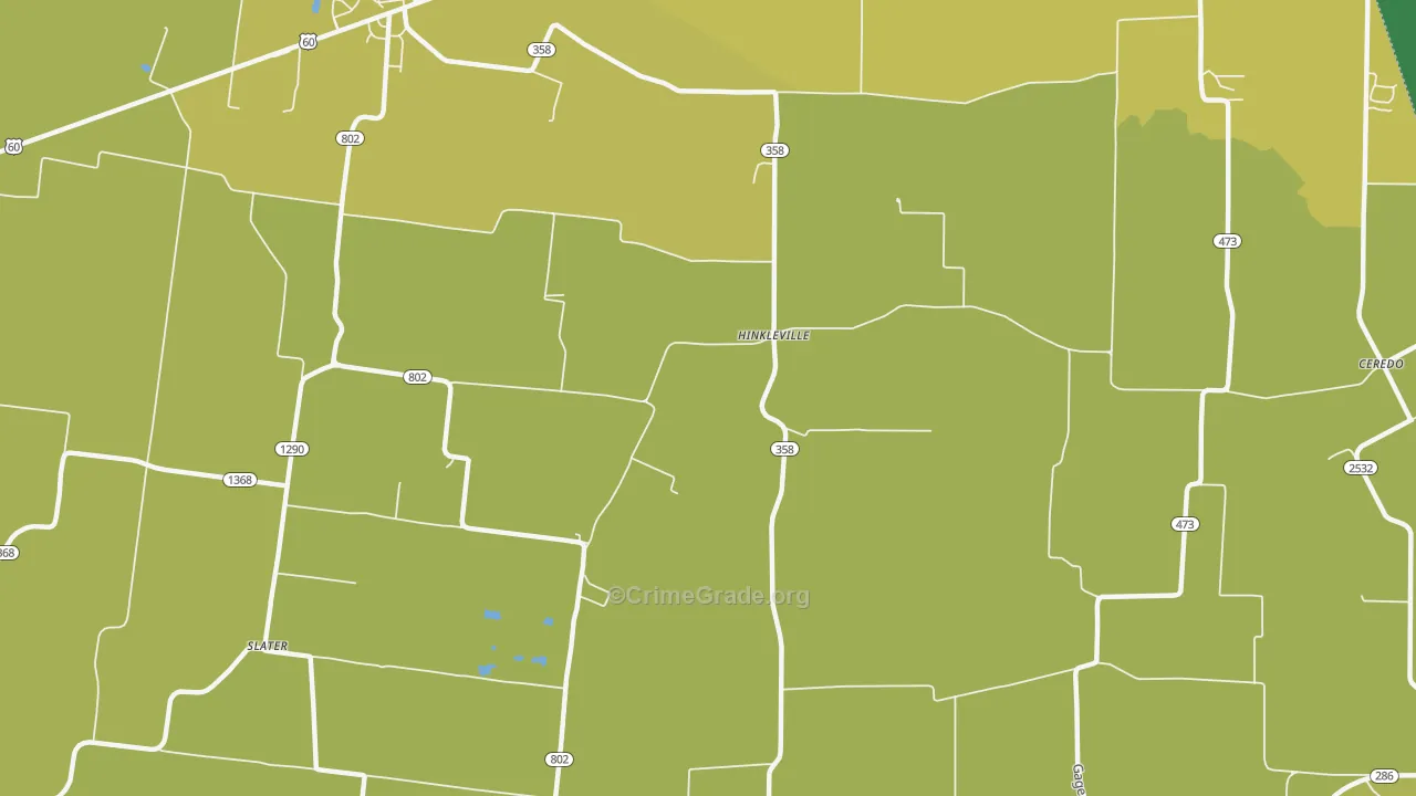 Hinkleville, KY Map of Theft Rates