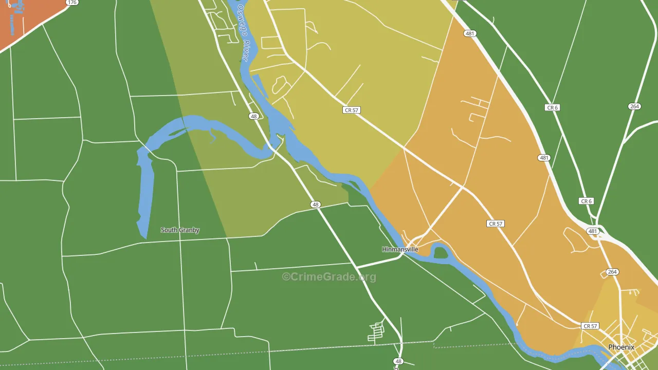 Hinmansville, NY Map of Theft Rates