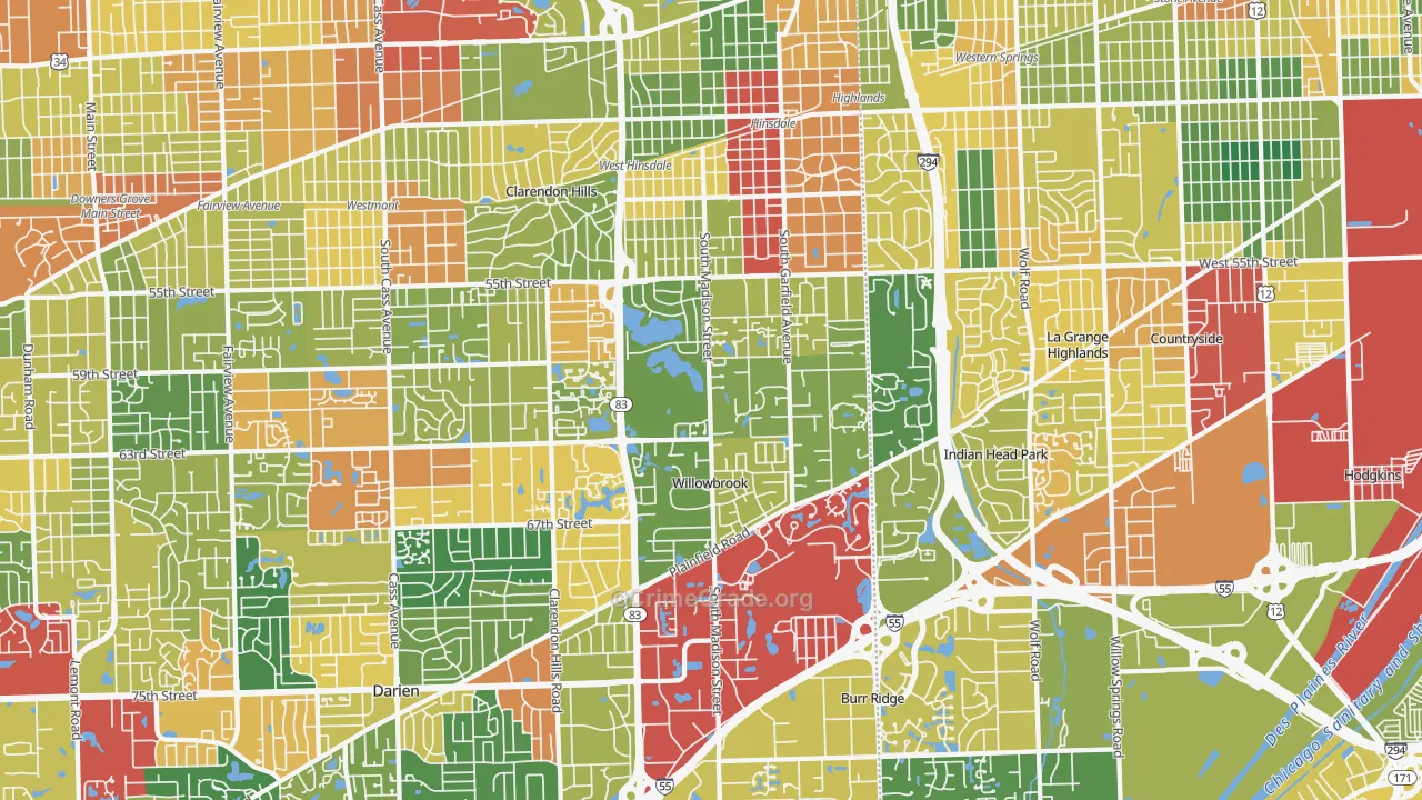 Hinsdale, IL Map of Theft Rates