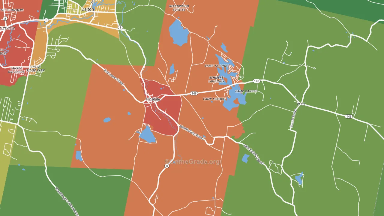 Hinsdale, MA Map of Theft Rates