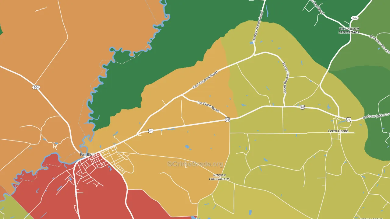 Hinson Crossroads, NC Map of Theft Rates