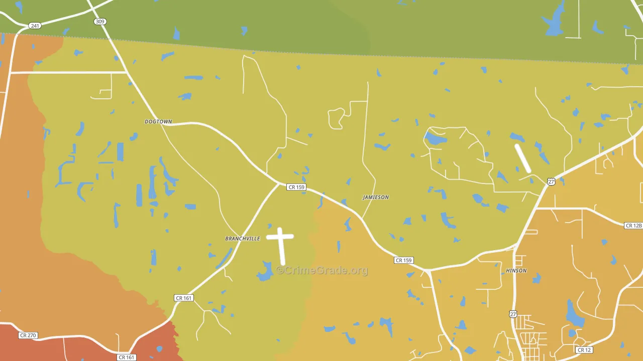 Hinson, FL Map of Theft Rates
