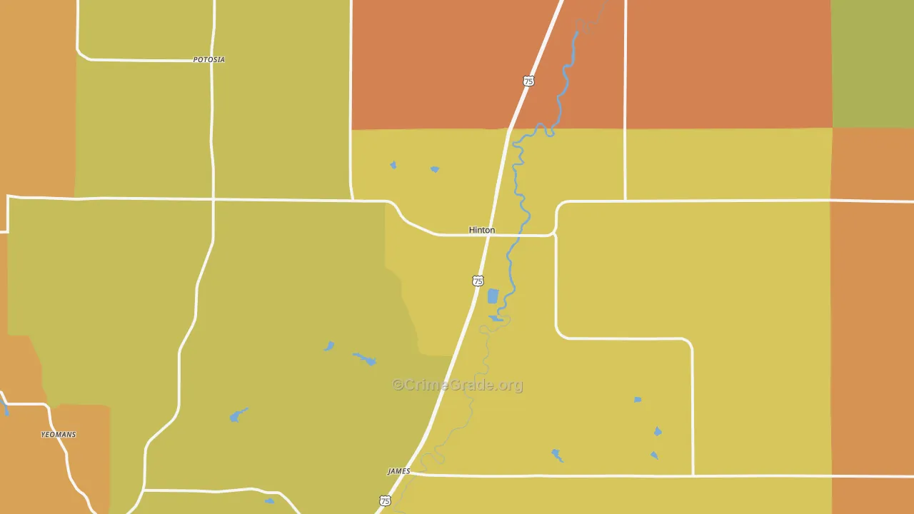 Hinton, IA Map of Theft Rates
