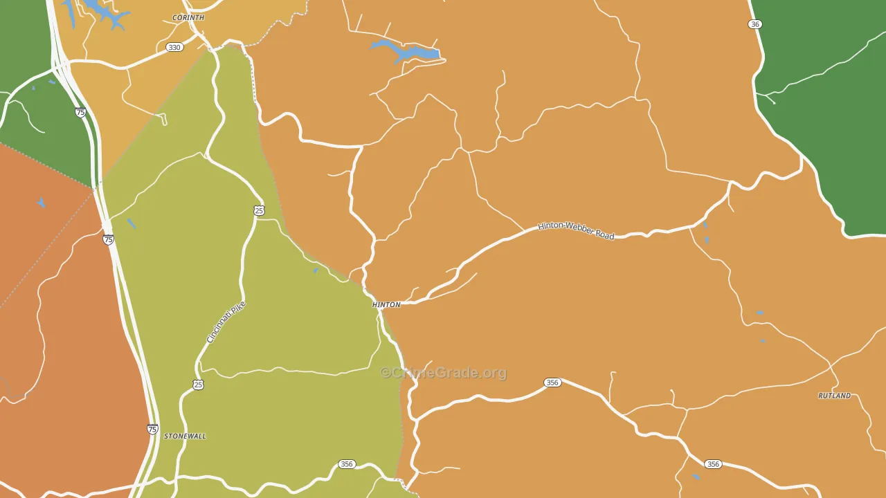 Hinton, KY Map of Theft Rates